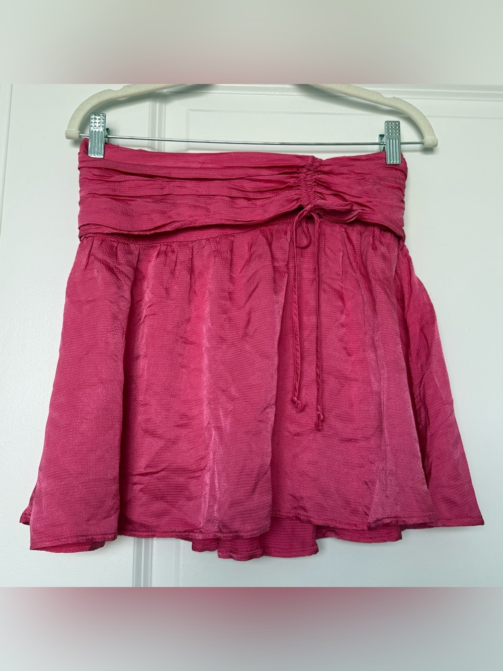 Aerie Hot Pink Satin Smocked Mini Skirt Barbiecore Bimbocore - Size M
